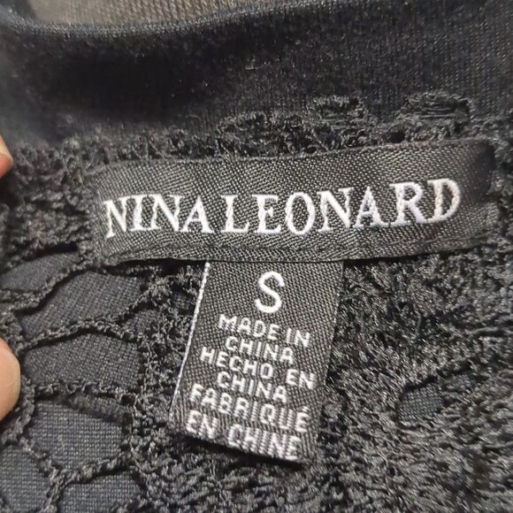 Nina Leonard Black Crochet Floral Lace Jacket, Size S - Picture 7 of 8